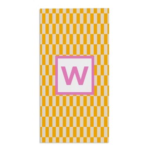 Personalization Mall Bright Check 30x60 Beach Towel, Yellow/Pink - 1 of 2