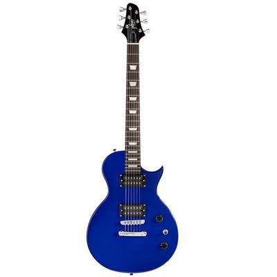 Monoprice 66 Classic V2 Blue Electric Guitar with Gig Bag, Right, 6 Strings, Poplar Body, HH Pickups - Indio Series