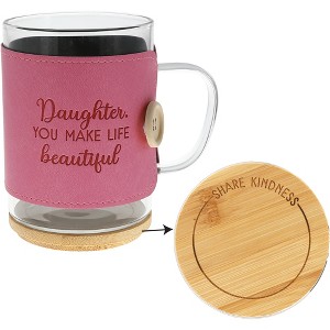 Pavilion Gift Company - Daughter - 16 oz Wrapped Glass Mug with Coaster Lid - Drinkware - 1 of 4