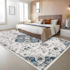 Washable Runner Rug, Ultra-Thin Vintage Oriental Carpet, Non-Slip Non-Shedding Hallway Rug, Distressed Accent Rug for Kitchen or Bedroom - 1 of 4