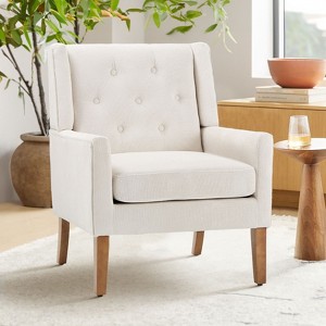 COLAMY Wingback Armchair, Accent Living Room Chair with Button Tufted Back,Beige - 1 of 4