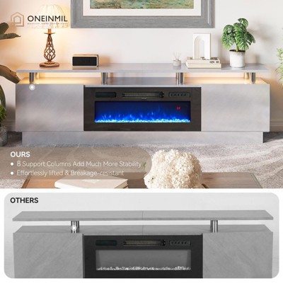 Gray 80" Modern Fireplace TV Stand with Cabinets