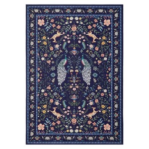 10x13ft Washable Floral Peacock Area Rug Non-Shedding Non-Slip for