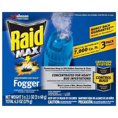 Raid Max Concentrated Deep Reach Fogger - 2.1oz/3cans