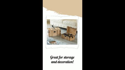 Large Rustic Light Brown Wooden Trunk Organizer with Handles