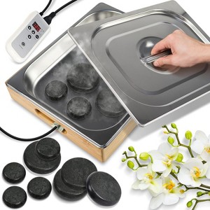 SereneLife Portable Hot Stone Massage System - Digital Temperature Control, 12 Basalt Stones - 1 of 4