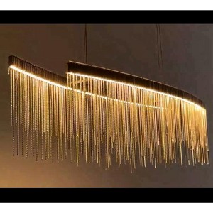 Modern LED Pendant light Aluminum Tassel Linear Chandeliers Dimmable Home Decor - 1 of 4