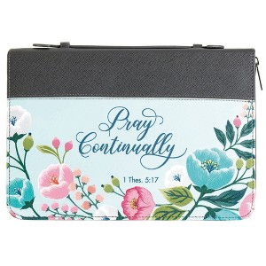White Dove Designs Bible Cover-Pray Continually-Grey/Floral-LRG - 1 of 4