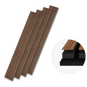 SMARTSTANDARD 105.9 in. x 12.6 in. x 0.9 in. Slat Wood Acoustic Sound Absorbing 3D Decorative Wall Paneling, 4-Pack - 1 of 1