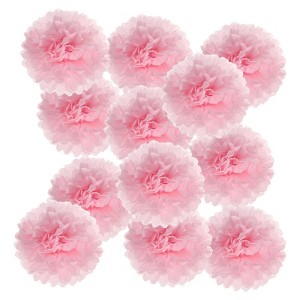 Unique Bargains Birthday Bachelorette Wedding Party Paper Pom Poms Flower Ball Kit 12 Pcs - 1 of 4