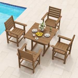 Arceso Outdoor Dining Set with Umbrella Hole, HDPS Patio Furniture - 1 of 4
