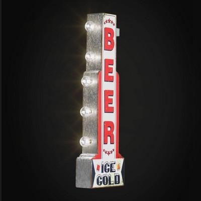 Vintage Metal LED Ice Cold Beer Marquee Sign