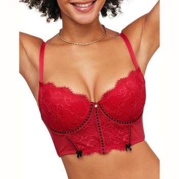 Adore Me Gynger Unlined Bow Wrap Bra XS Red Unlined Balconette Open Cup  Satin
