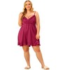 Agnes Orinda Women's Plus Size Satin Ruffle Trim Deep V Sleeveless Pleated Soft Nightgowns - 3 of 4