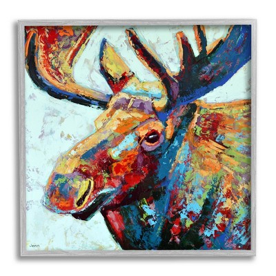 Stupell Industries Moose Portrait Modern Composition Framed Giclee Art