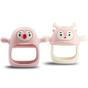 Smily Mia 2 in 1 Reindeer & Penguin Baby Teething Toy Set for Infants 3 Months Plus, Soothing Wearable Baby Chew Toy Sucking Needs - 1 of 4