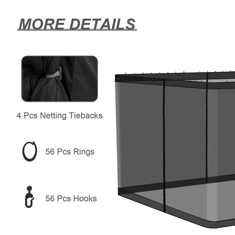 Aoodor Universal 10 x 10 ft. Gazebo Replacement Mosquito Netting Screen 4-Panel Sidewalls(Only Netting), 5 of 7