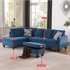 AndMakers 97 in. W Square Arm 3-piece L Shaped Polyester Modern Sectional Sofa in Blue with Storage - 2 of 4