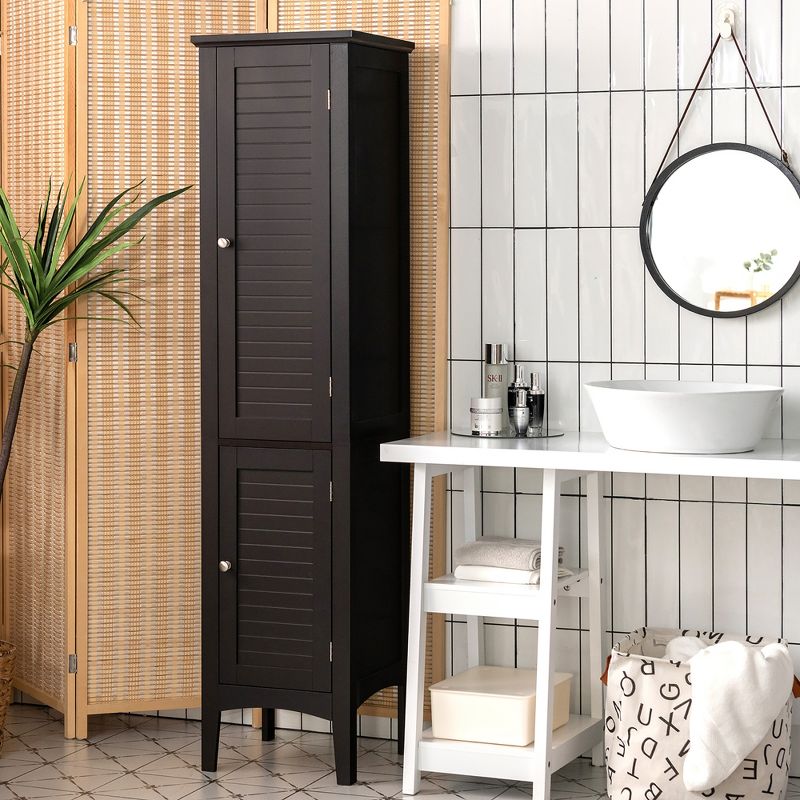 Costway Freestanding Bathroom Storage Cabinet Linen Tower Kitchen Living Room Grey\Black\Brown\White, 3 of 11