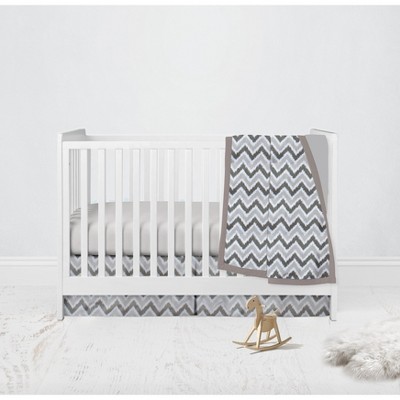 Bacati - Ikat Dots Damask White Grey Neutral 3 pc Crib Set