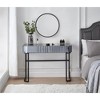 Gulches 39" Gray Mirrored Makeup Vanity Table - Stainless Steel Base, 2 Drawers, Versatile Console Desk for Bedroom & Office, Dressing Table - 2 of 4