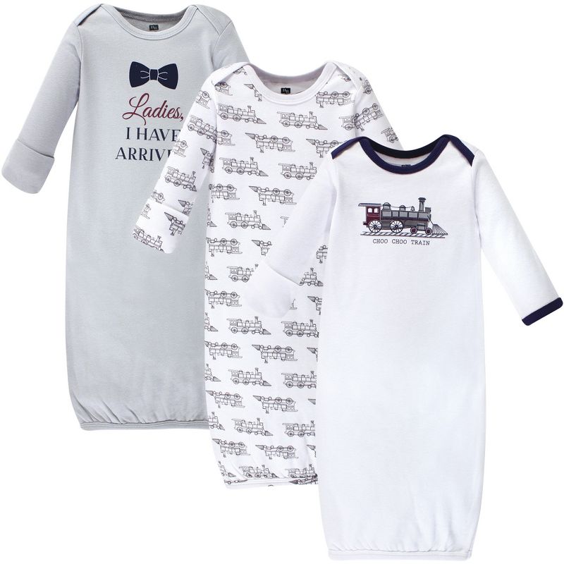 Hudson Baby Infant Boy Cotton Long-Sleeve Gowns 3pk, Train, 0-6 Months, 1 of 6