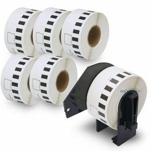 BETCKEY - Compatible Continuous Film Labels Replacement for Brother DK-2211  Use with Brother QL Label Printers 6 Rolls + 1 Reusable Cartridge - 1 of 4