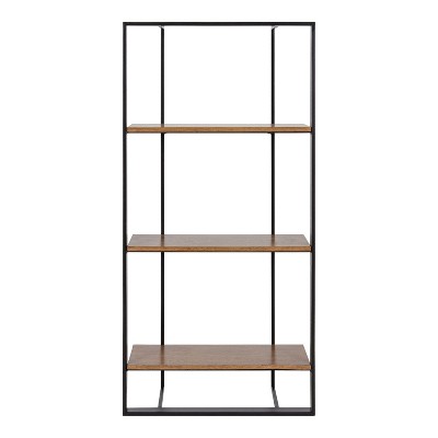 Kercheval Rustic Brown and Black 3-Tier Floating Wall Shelf