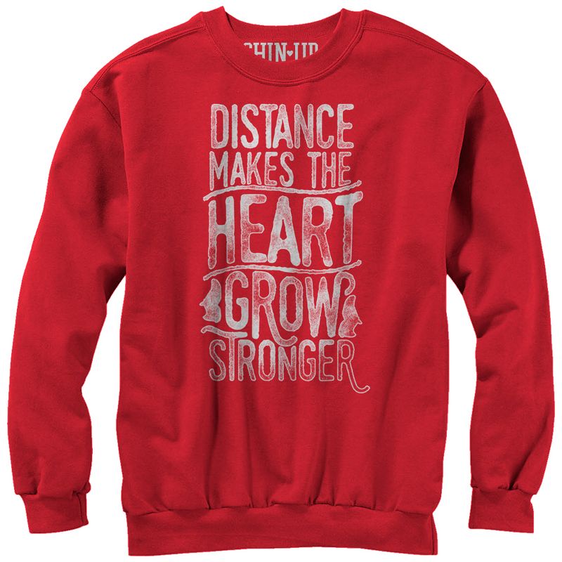 Women's CHIN UP Valentine Distance Makes Heart Stronger Sweatshirt, 1 of 4