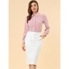 Allegra K Women's Work Peter Pan Collar Long Bishop Sleeve Button Down Shirt - 3 of 4