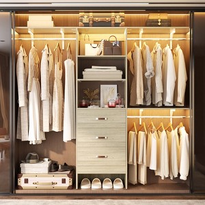 Besiost 96-In Closet Organizer with Wood Drawers, Closet System with Hanging Rods and Storage Shelves - 1 of 4