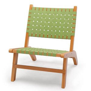 Karl Home | Solid Wood Patio Accent Chair with Hand-Woven Back & Seat - 1 of 4