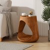 16'' Round MGO Side Table, Outdoor Side Table with Hollow Design, Weather Resistant End Table for Patio Yard Balcony Garden Bedside-Coolbibila - 2 of 4
