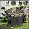 Outdoor Grill Cart with Storage Cabinet, Hooks, Spice Rack, Rolling BBQ Prep Table with Wheels and Double Doors for Patio-Maison Boucle - 3 of 4