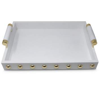Classic Touch High Gloss Decorative Tray with Gold Ball Deign and Handles