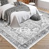 Large Soft Washable Area Rug for Bedroom Living Room, Non Slip Medallion Oriental Floor Carpet, Low Pile Indoor Vintage Distressed Rug - 2 of 4