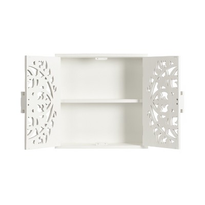 Saanvi White Hand-Carved Mango Wood Wall Cabinet