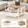 Hausource Flip Top Coffee Table：Wire Mesh Storage Cabinet,Collapsible & Removable Drawers - 4 of 4