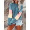 Women's Long Sleeve Crewneck Color Block Sweatshirts Casual Lightweight Pullover Tops - 4 of 4