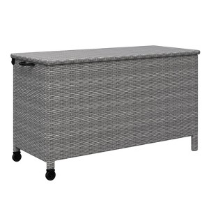 120 Gallon Outdoor Storage Box - Waterproof Wicker Rattan Patio Deck Box with Wheels & Handle for Cushions, Garden Tools, Pool Supplies - 1 of 4