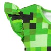 Minecraft Creeper Girls French Terry Sleeveless Romper Little Kid to Big Kid - 4 of 4
