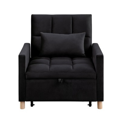 Dsvimoy Accent Chair Convertible Sleeper Chair with Adjustable Pillow for Dorm and Apartment, Black, 46.46"*26.97"*12.6"
