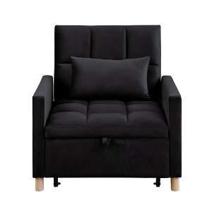 Dsvimoy Accent Chair Convertible Sleeper Chair with Adjustable Pillow for Dorm and Apartment, Black, 46.46"*26.97"*12.6" - 1 of 4