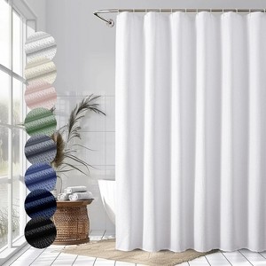 Aoibox Embossed Textured Fabric Shower Curtain for Bathroom - Soft Cloth & Hotel Spa Luxury, Water Repellent, Machine Washable - 1 of 4