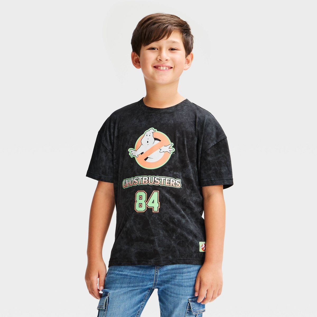 Boys' Ghostbusters Short Sleeve Halloween Front & Back Graphic T-Shirt - Black