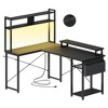Aheaplus L Shaped Desk with Charging Staion and LED Light, Corner Computer Desk with Hutch and Monitor Stand - 2 of 4