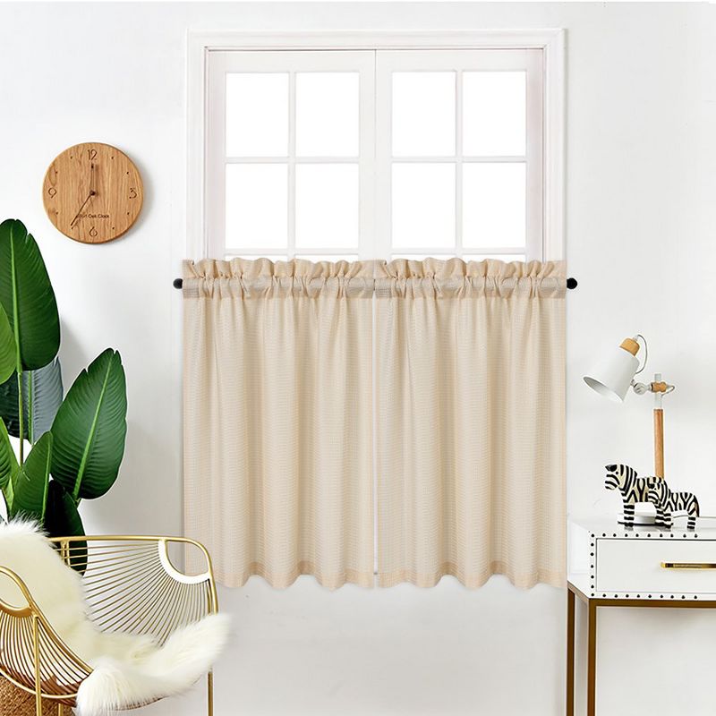 Kitchen Tier Curtains Windows Rod Pocket Cafe Curtains, 1 of 7