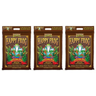 FoxFarm FX14054 Happy Frog Nutrient Rich and pH Adjusted Rapid Growth Garden Potting Soil Mix is Ready to Use, 12 quart (3 Pack)