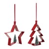 Metal and Clay Dough Star and Tree Ornament Set – Red & Green – 4.75 in – Set of 6 – By Melrose - 2 of 4
