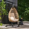 Christopher Knight Home Outdoor Wicker Hanging Basket Chair with Cushions (NO STAND) - 2 of 4